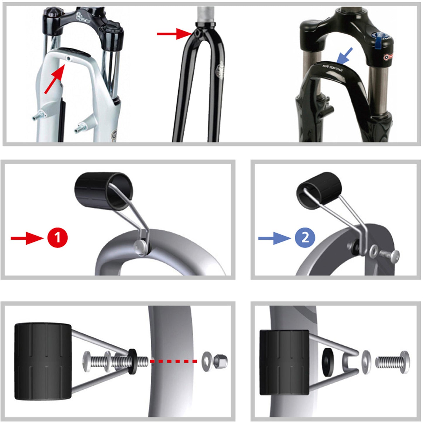 Fixation éclairage sur fourche avant