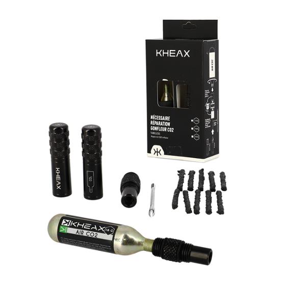 Kit répération tubeless kheax alu avec cartouche co2 16gr vélo bikepacking
