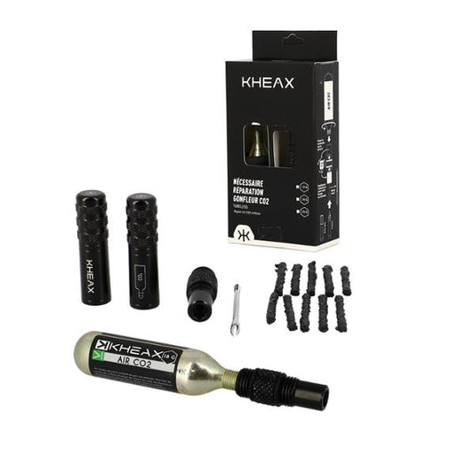 Kit répération tubeless kheax alu avec cartouche co2 16gr vélo bikepacking