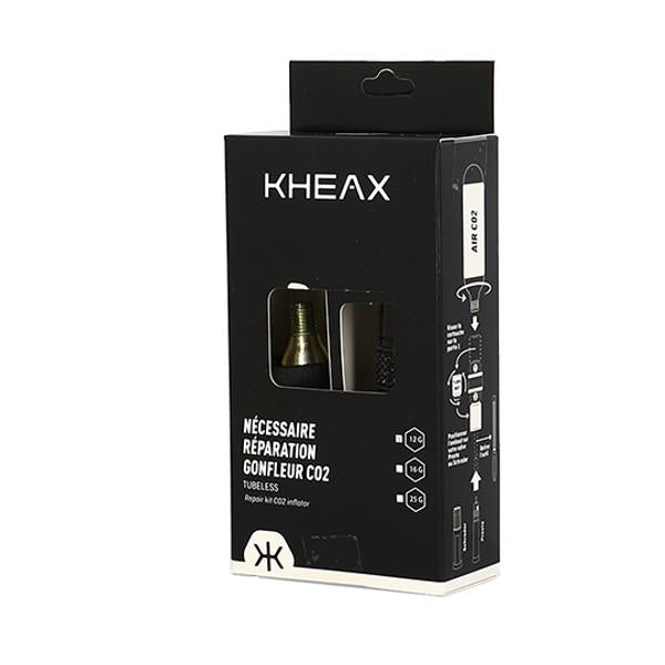 Kit répération tubeless kheax alu avec cartouche co2 16gr vélo bikepacking